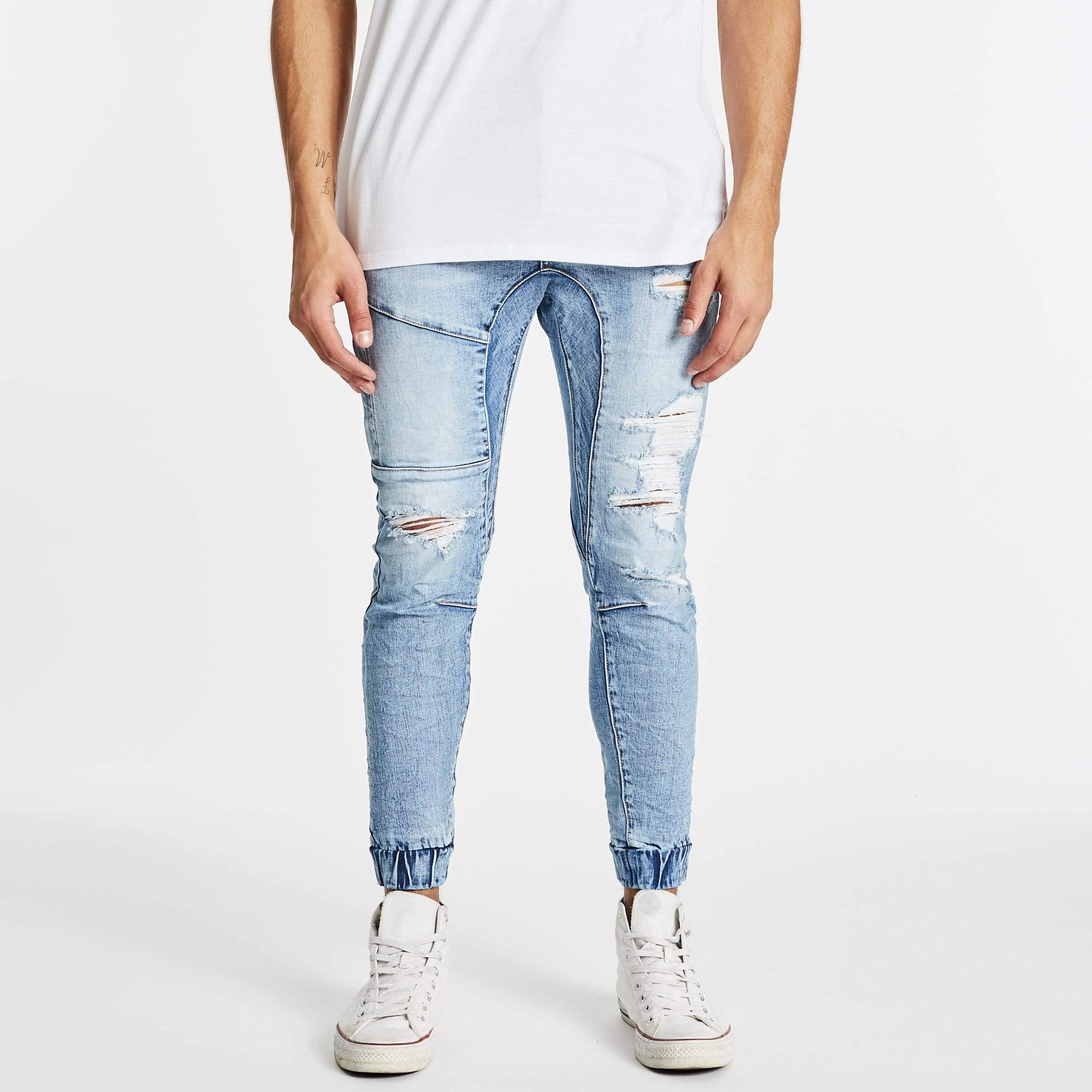 Spartan Denim Jogger Pants Worn'N'Torn