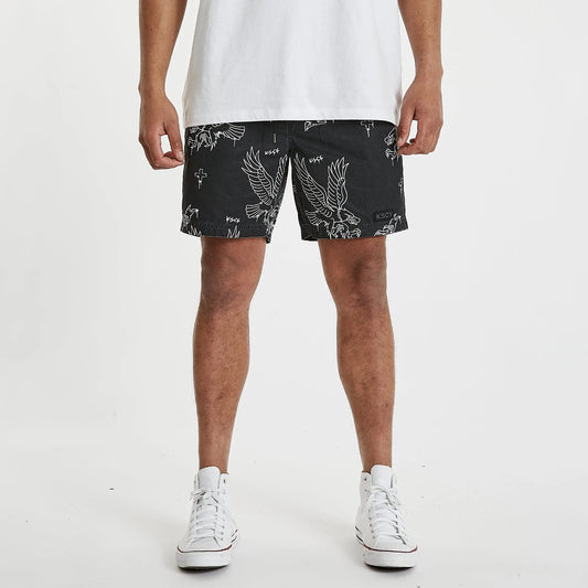 Sustain Beach Shorts Black/White Print