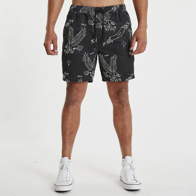 Sustain Beach Shorts Black/White Print