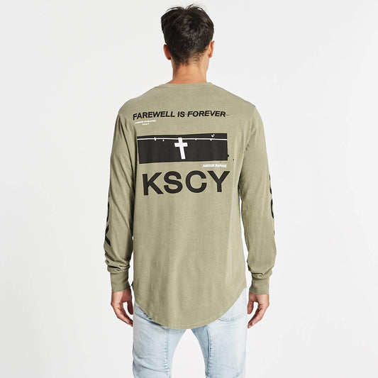 Till Then Dual Curved Long Sleeve T-Shirt Pigment Khaki