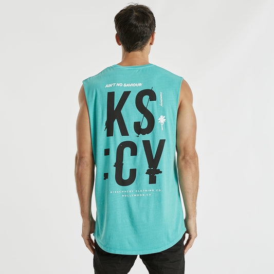 Tremble Dual Curved Muscle Tee Pigment Dusty Turquoise