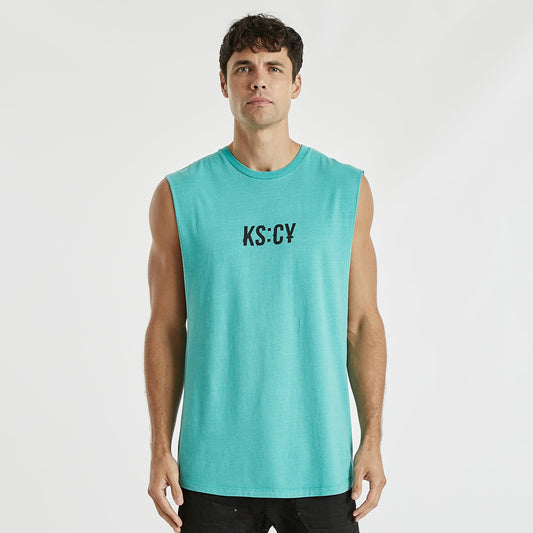 Tremble Dual Curved Muscle Tee Pigment Dusty Turquoise