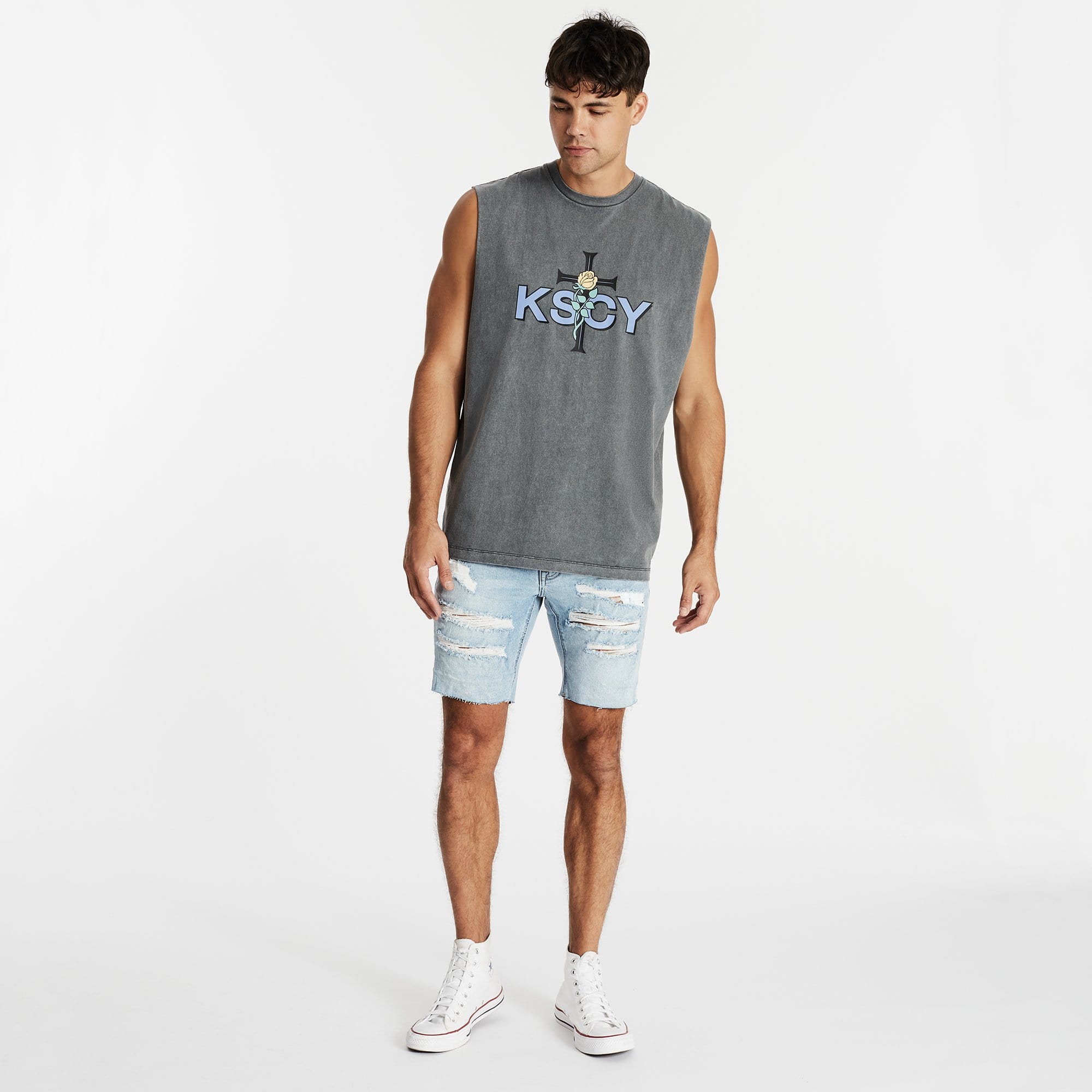 Unchained Standard Muscle Tee Pigment Charcoal