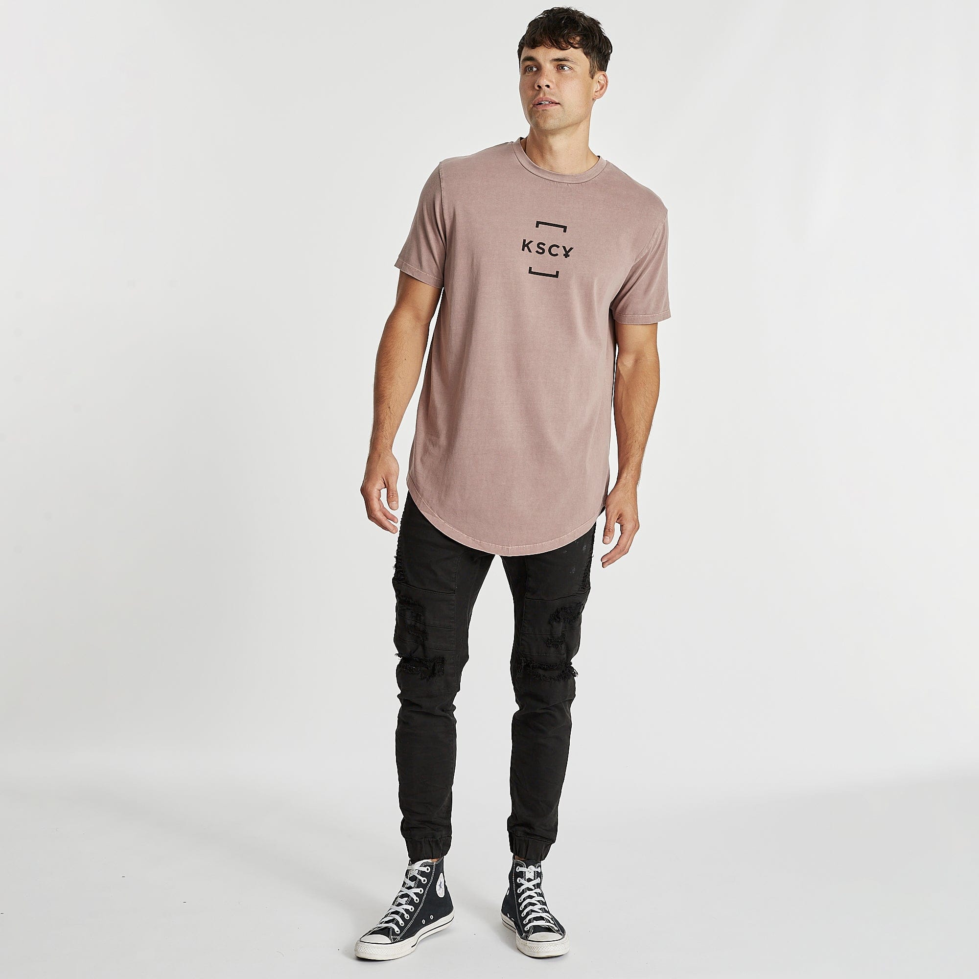Uptight Dual Curved T-Shirt Pigment Mauve