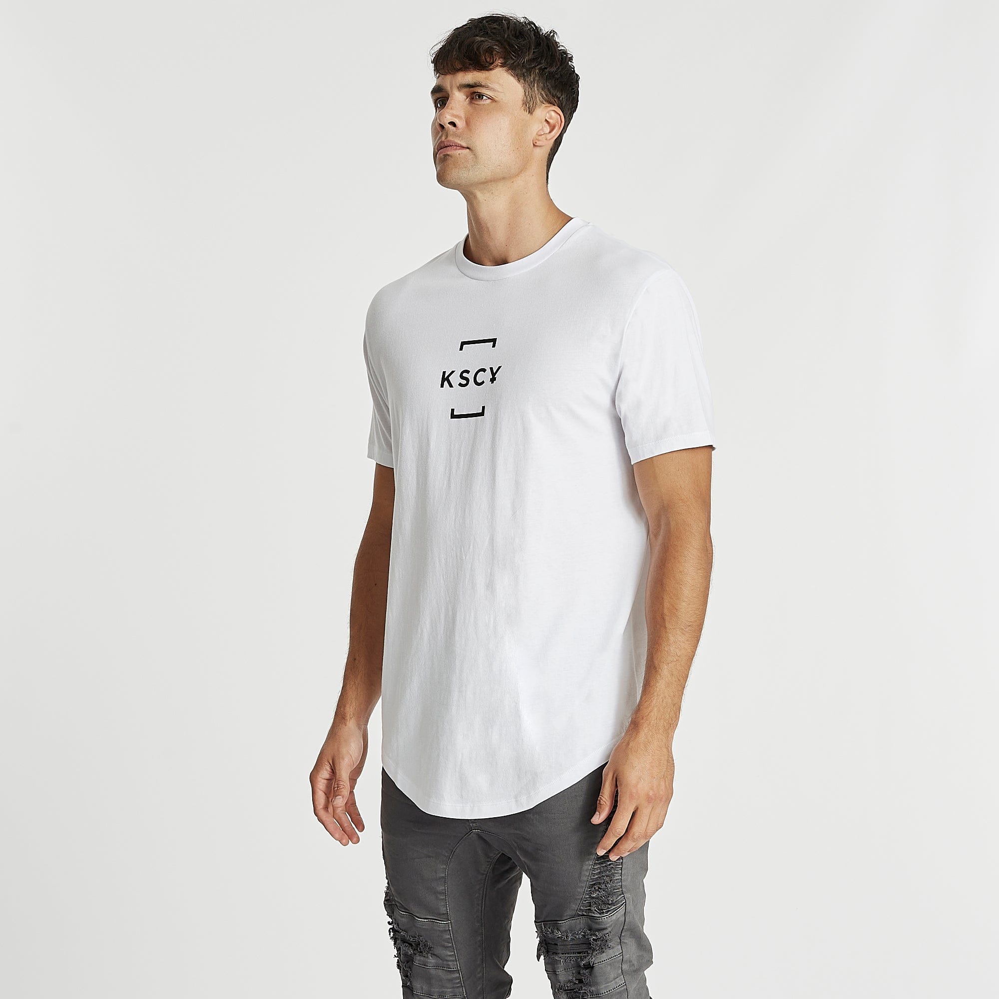 Uptight Dual Curved T-Shirt White – Kiss Chacey