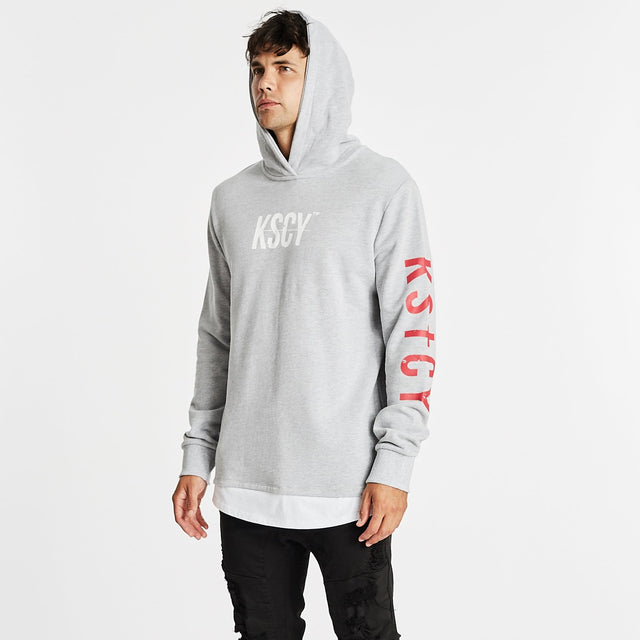 Vernon Layered Cape Back Hoodie Grey Marle