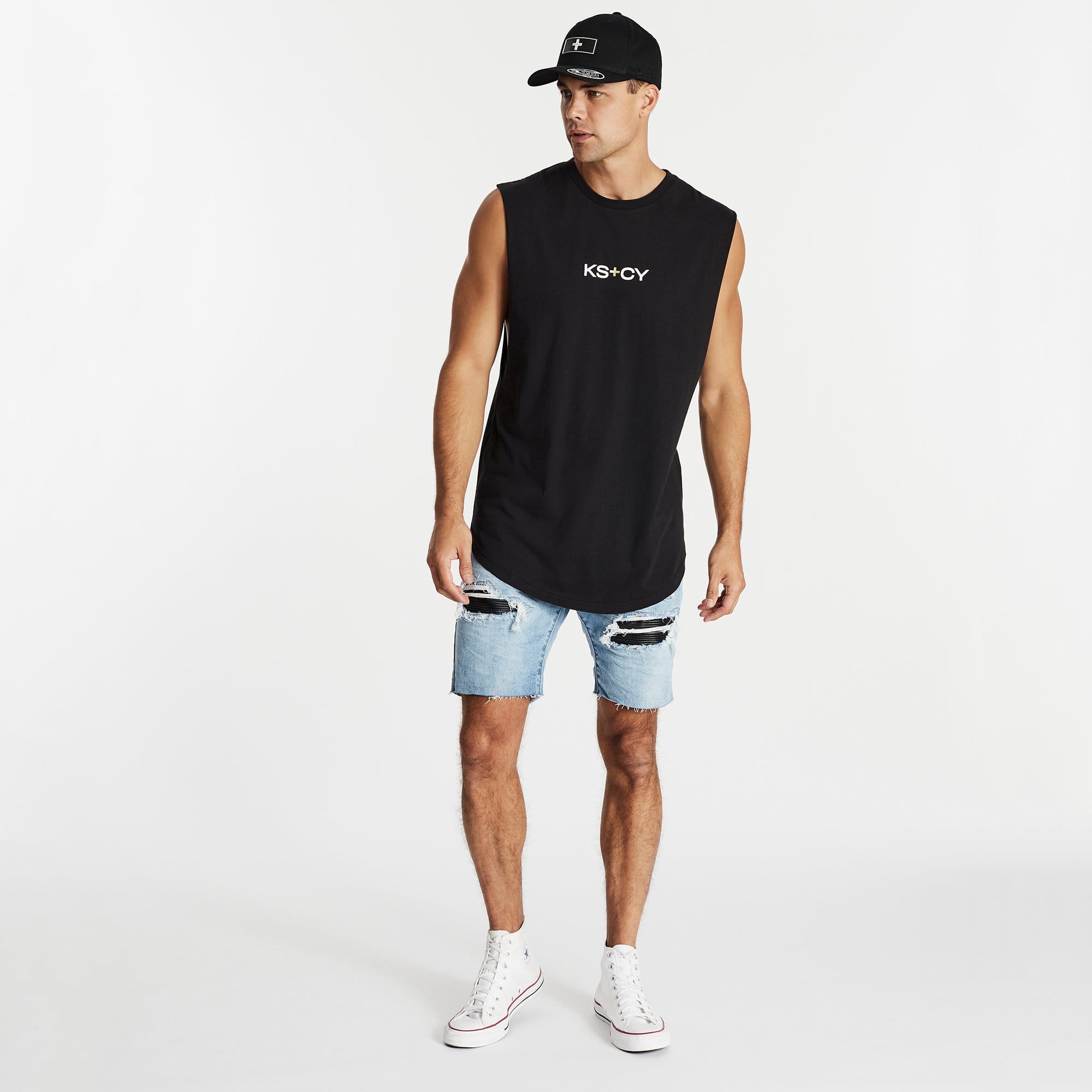 Villians Dual Curved Muscle Tee Jet Black