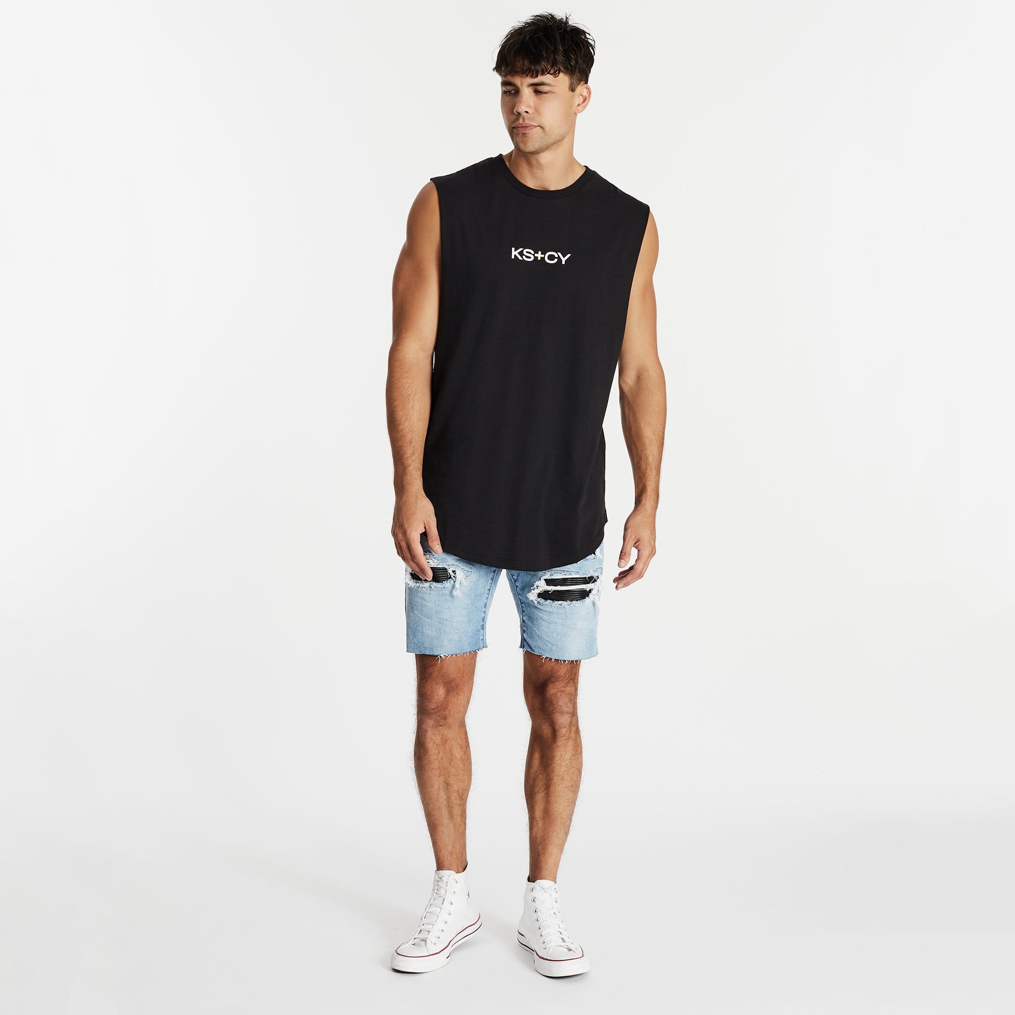 Villians Dual Curved Muscle Tee Jet Black