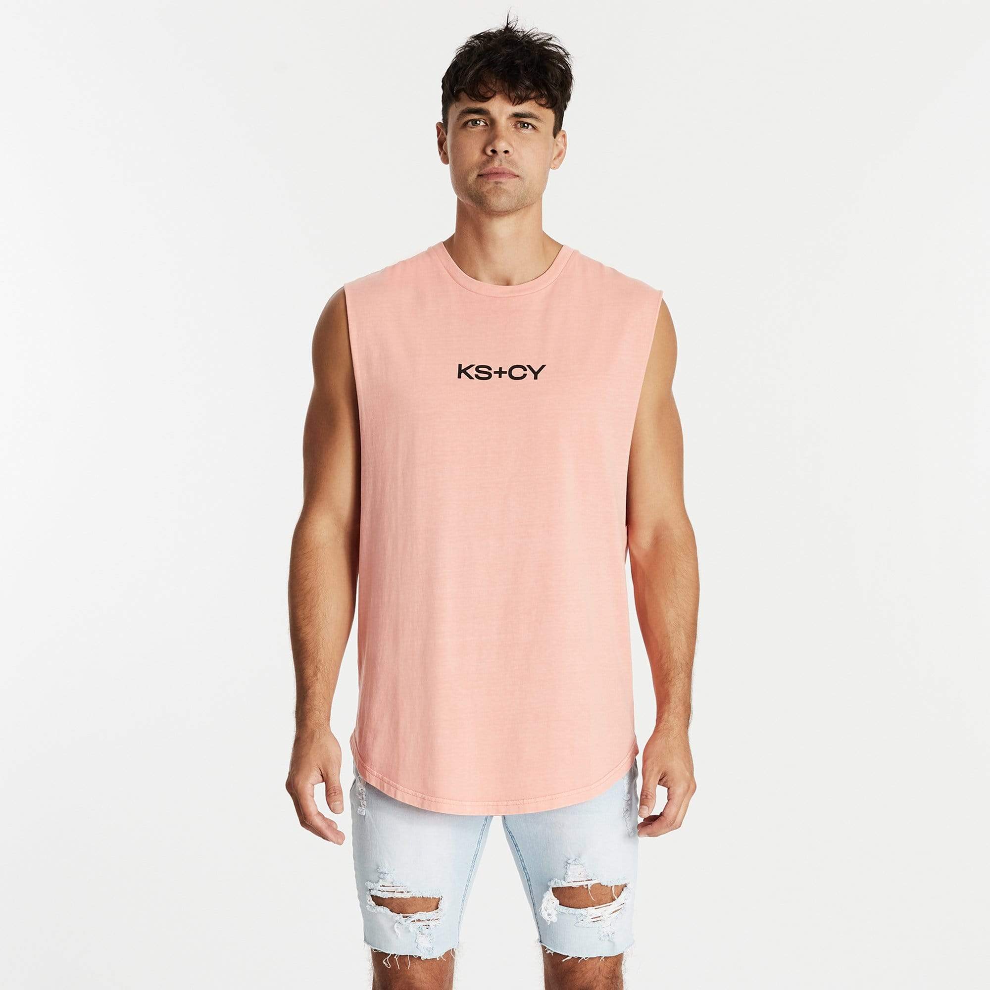 Villians Dual Curved Muscle Tee Pigment Coral Haze