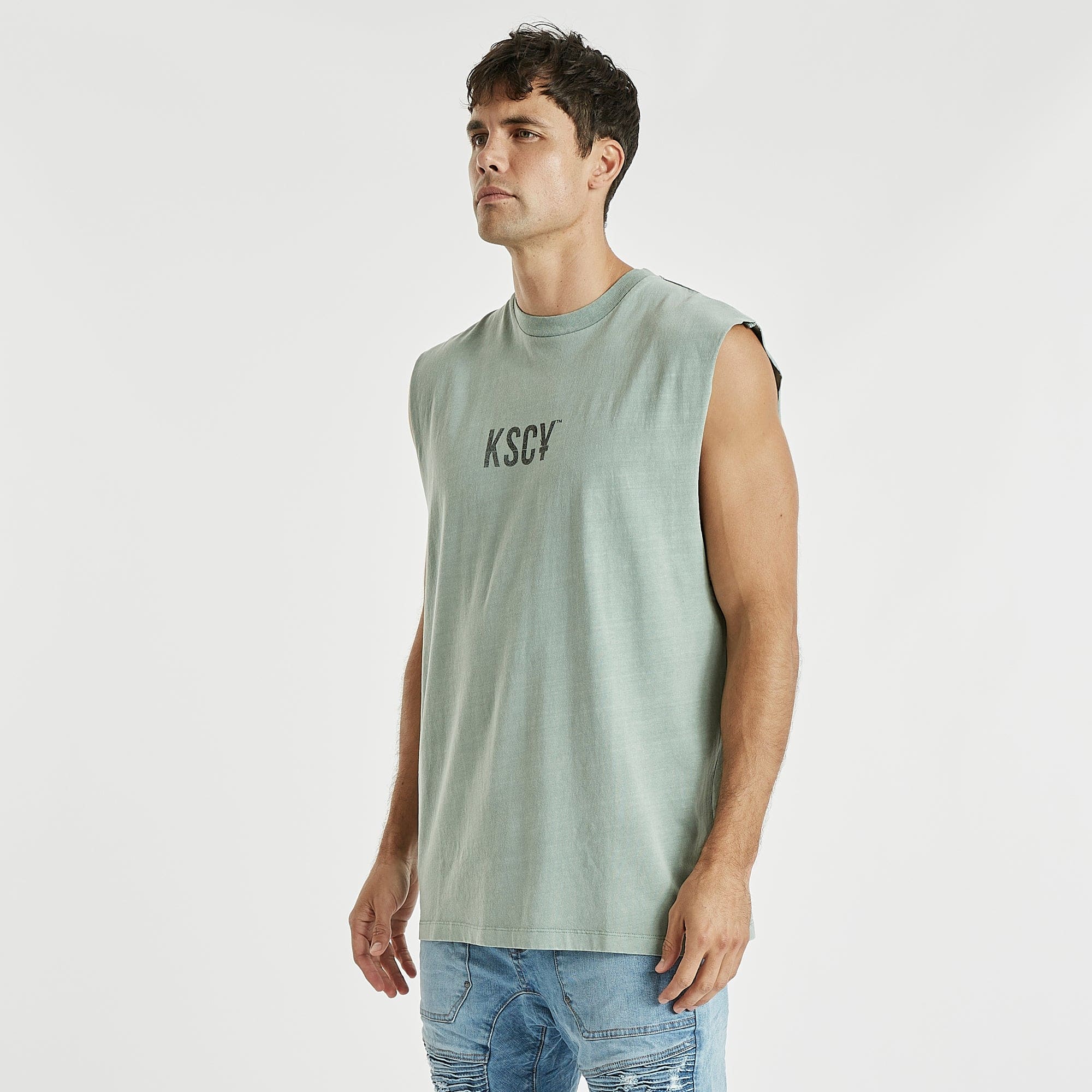 White Light Relaxed Muscle Tee Pigment Slate Gray