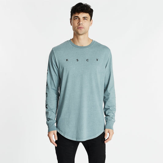 White Noise Dual Curved Long Sleeve T-Shirt Pigment Lead
