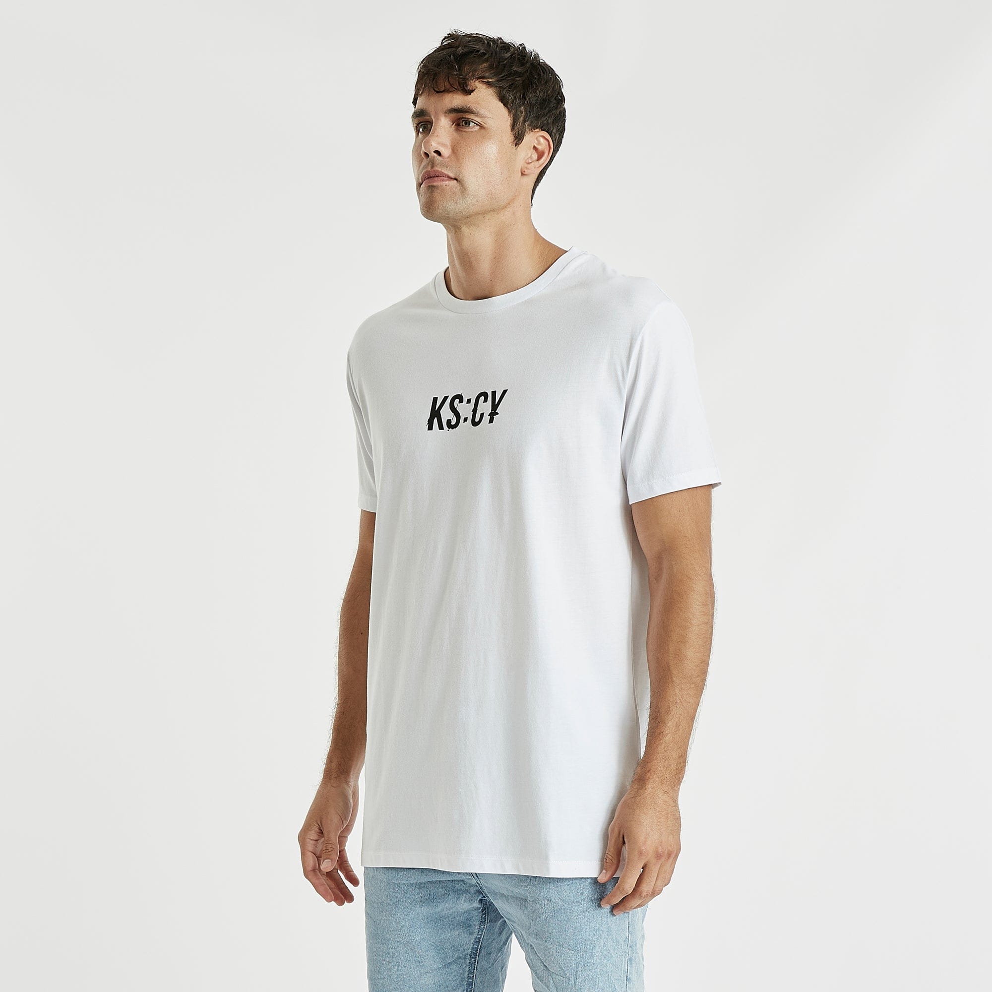 Worried Step Hem T-Shirt White