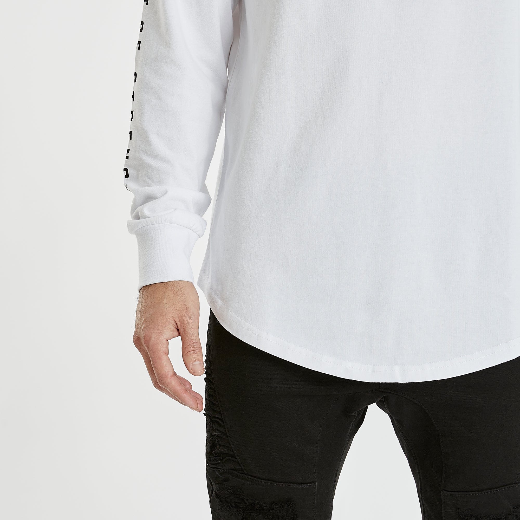 Zenia Dual Curved Long Sleeve T-Shirt White